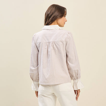 Striped ruffle blouse