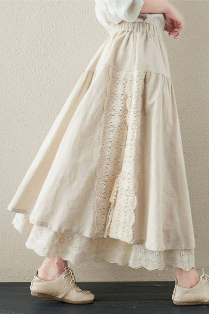 Tiered Elastic Waist Midi Skirt
