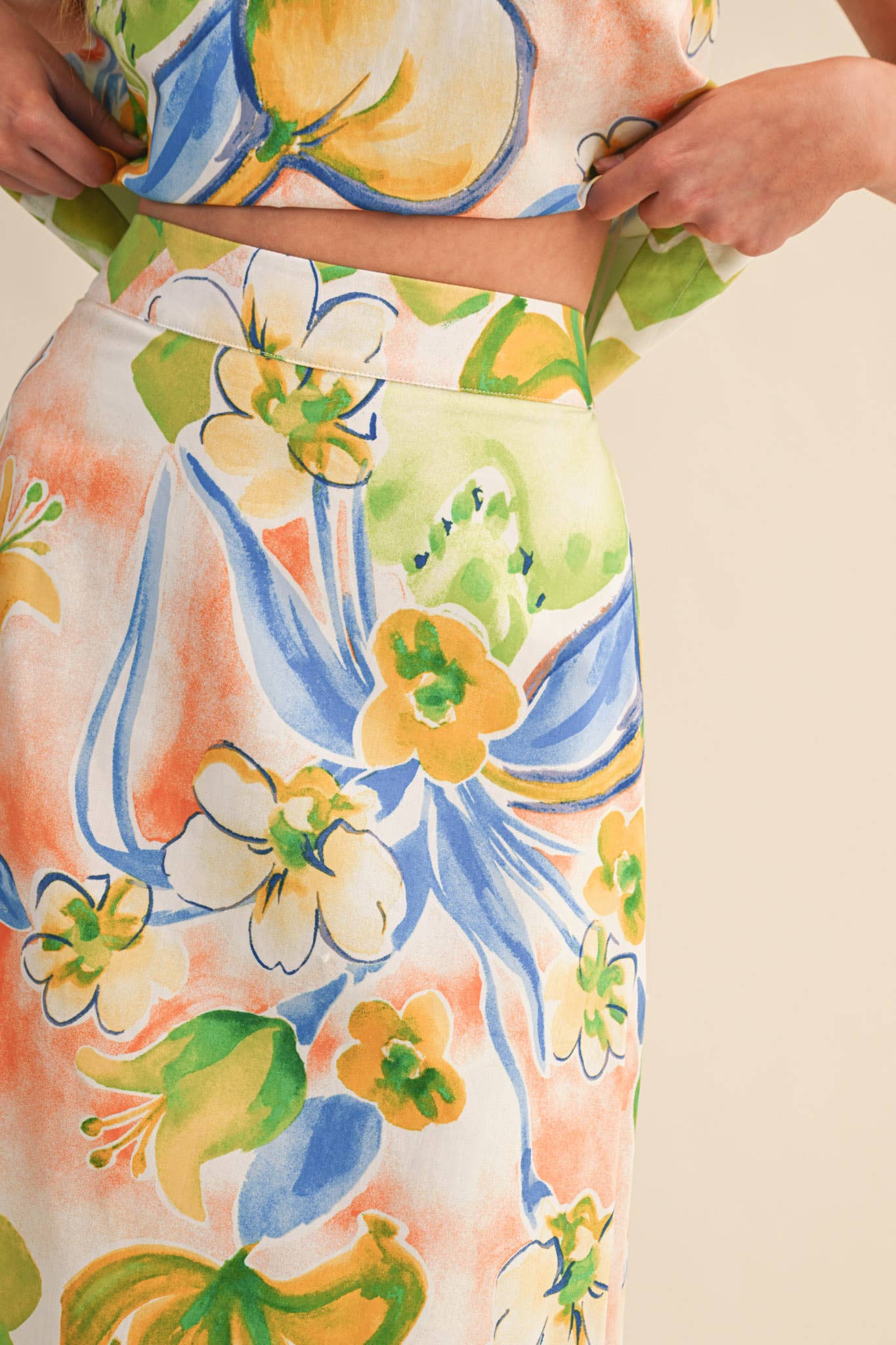 FLORAL PRINT CROP TANK AND MIDI SKIRT SET - MULTIPLE COLORS