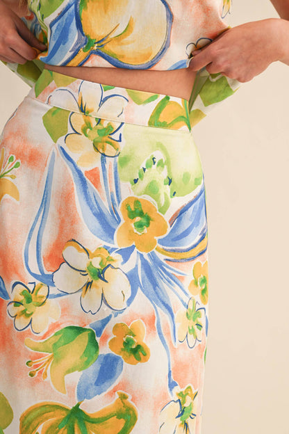 FLORAL PRINT CROP TANK AND MIDI SKIRT SET - MULTIPLE COLORS