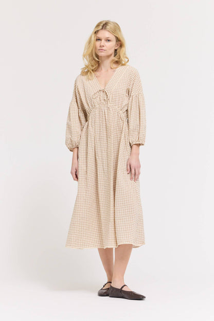 Gingham Plaid Midi Dress - Multiple Colors