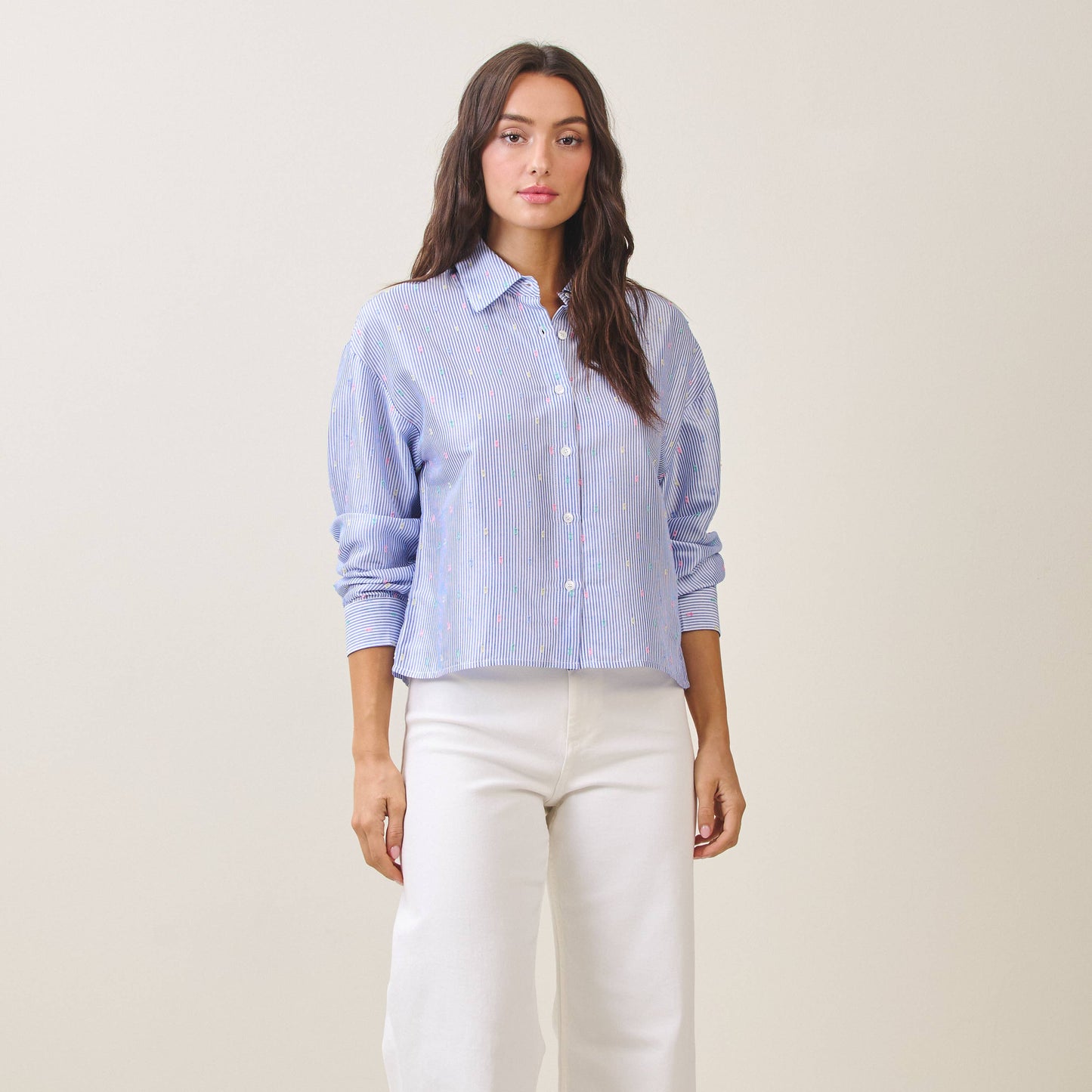 Blue Textured pin stripe shirt