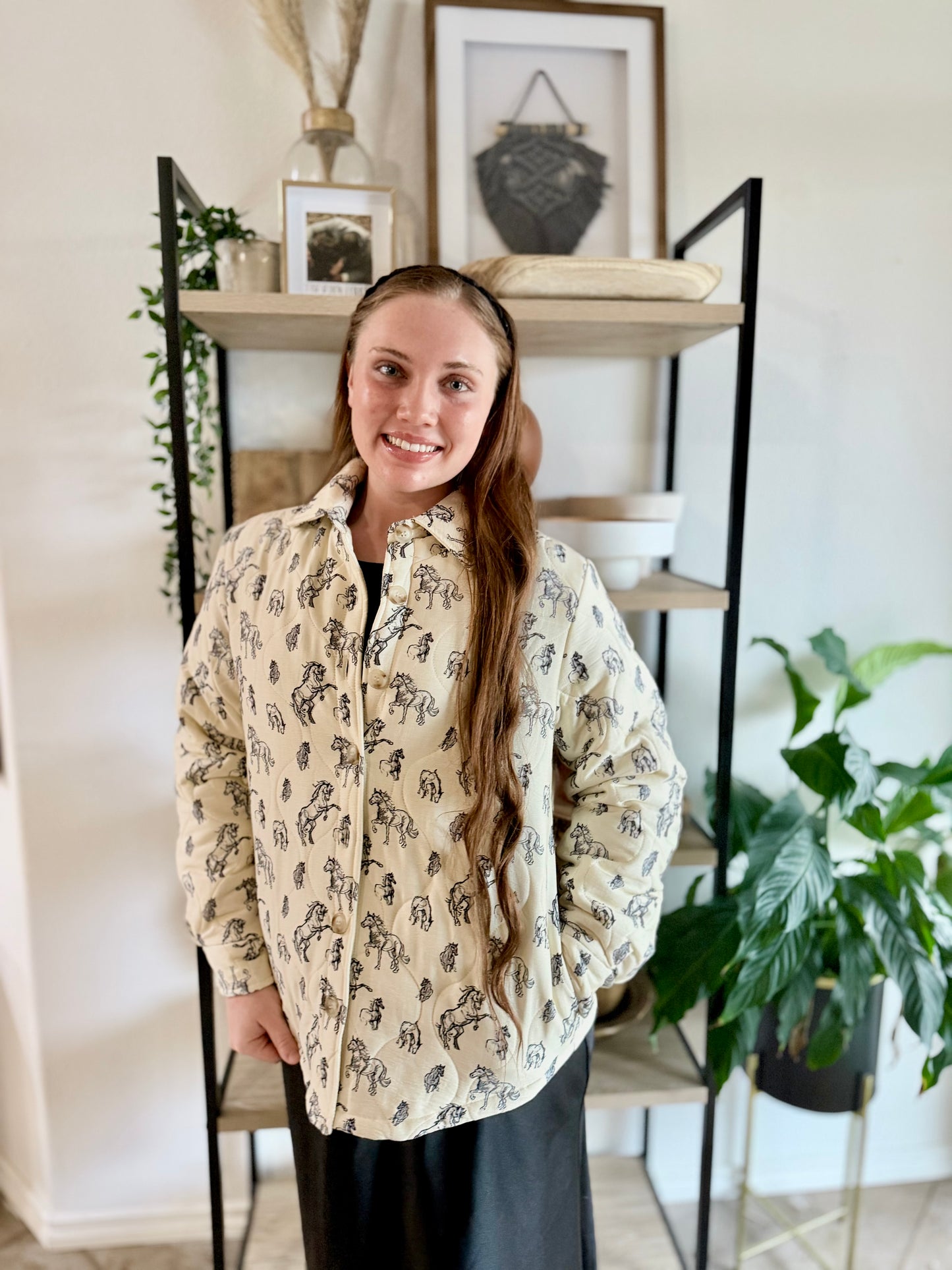 Quilted Western Horse Print Jacket