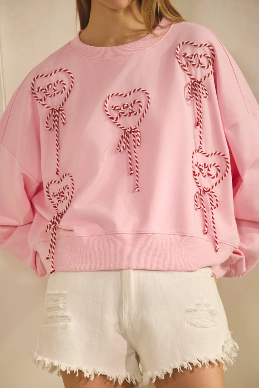 Pink Heart French Terry Pullover