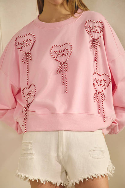 Pink Heart French Terry Pullover