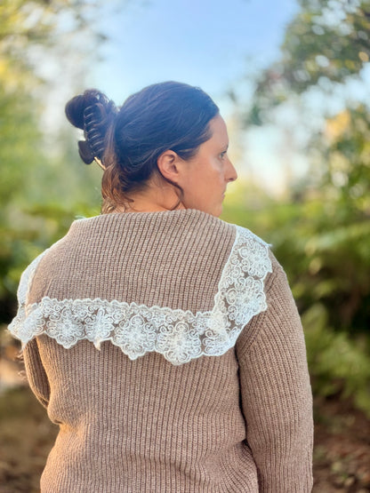 Lace Trim Button Front Cardigan