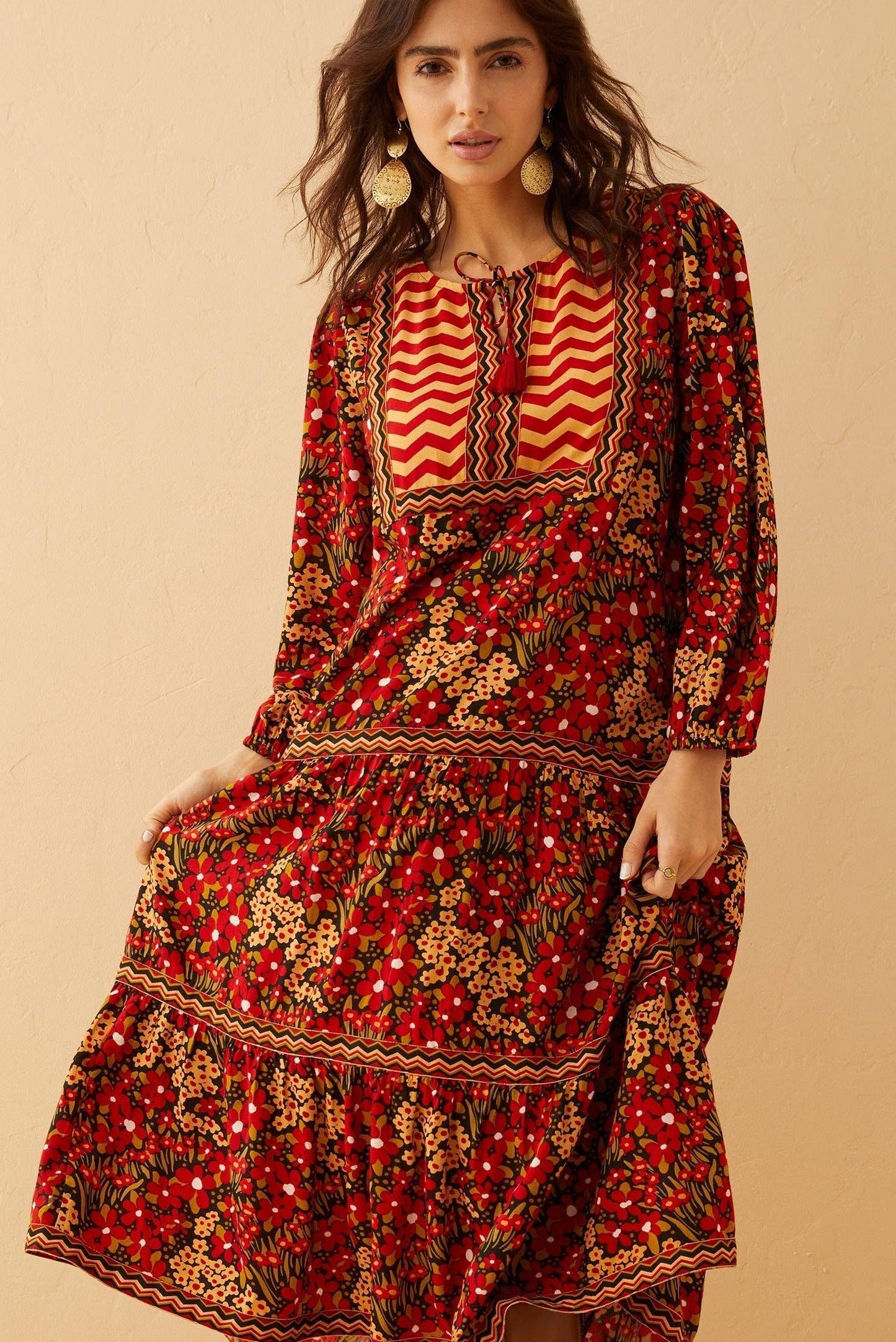 Red Cotton Midi Dress - PRE ORDER