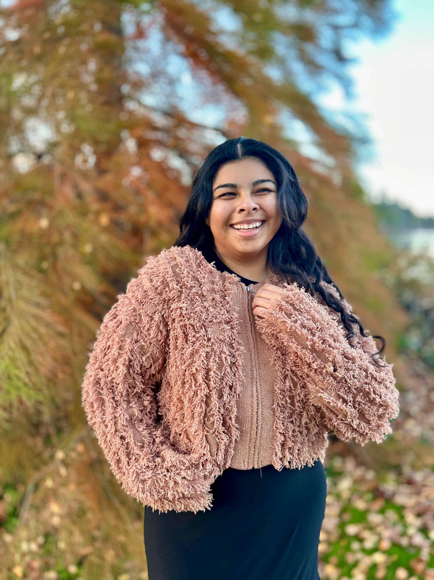 Soft Shaggy Yarn Knit Cropped Sweater