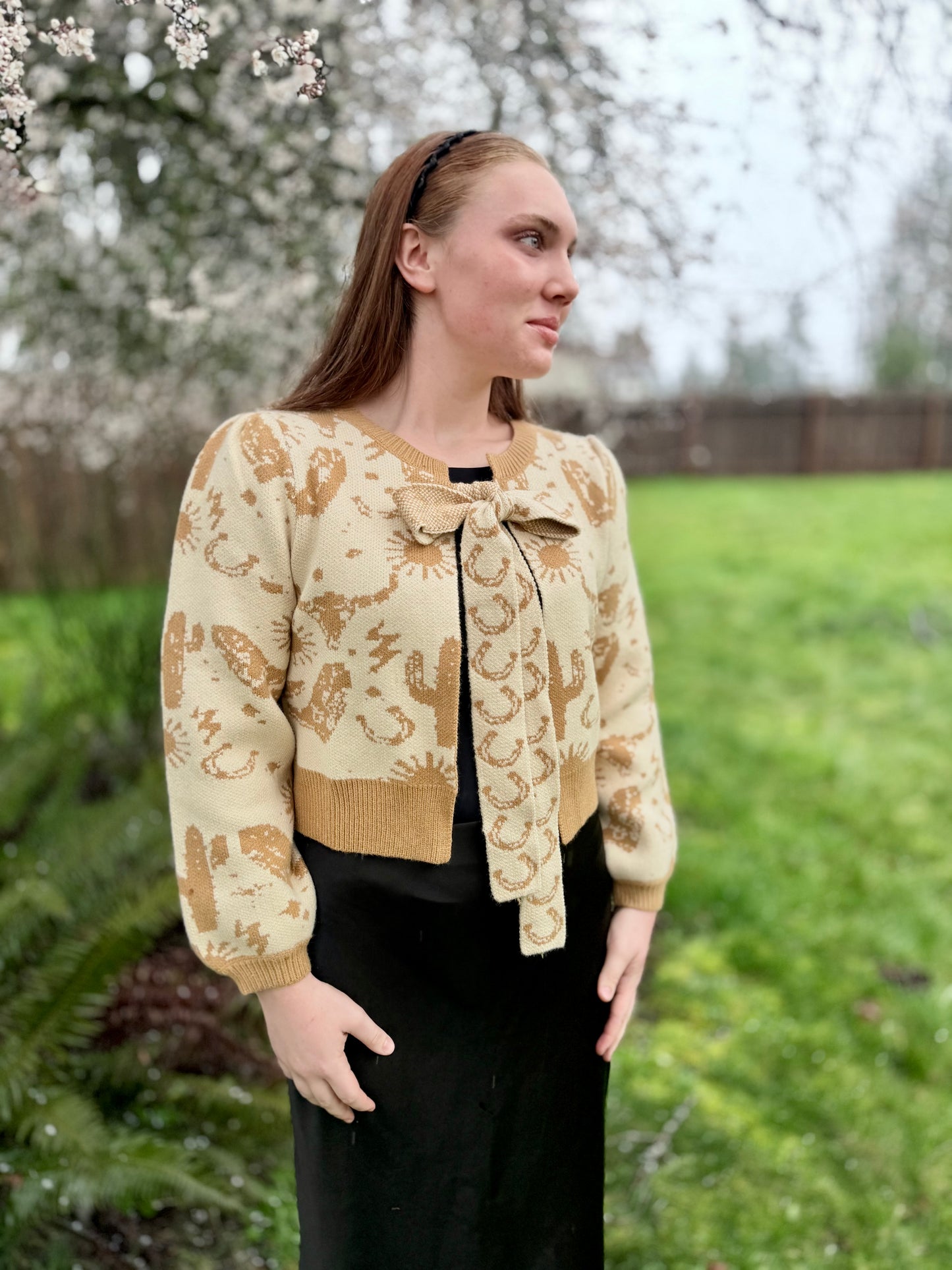 Western Tie Front Cardigan Sweater