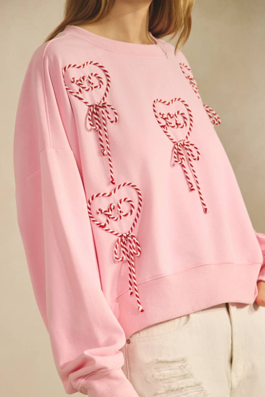 Pink Heart French Terry Pullover