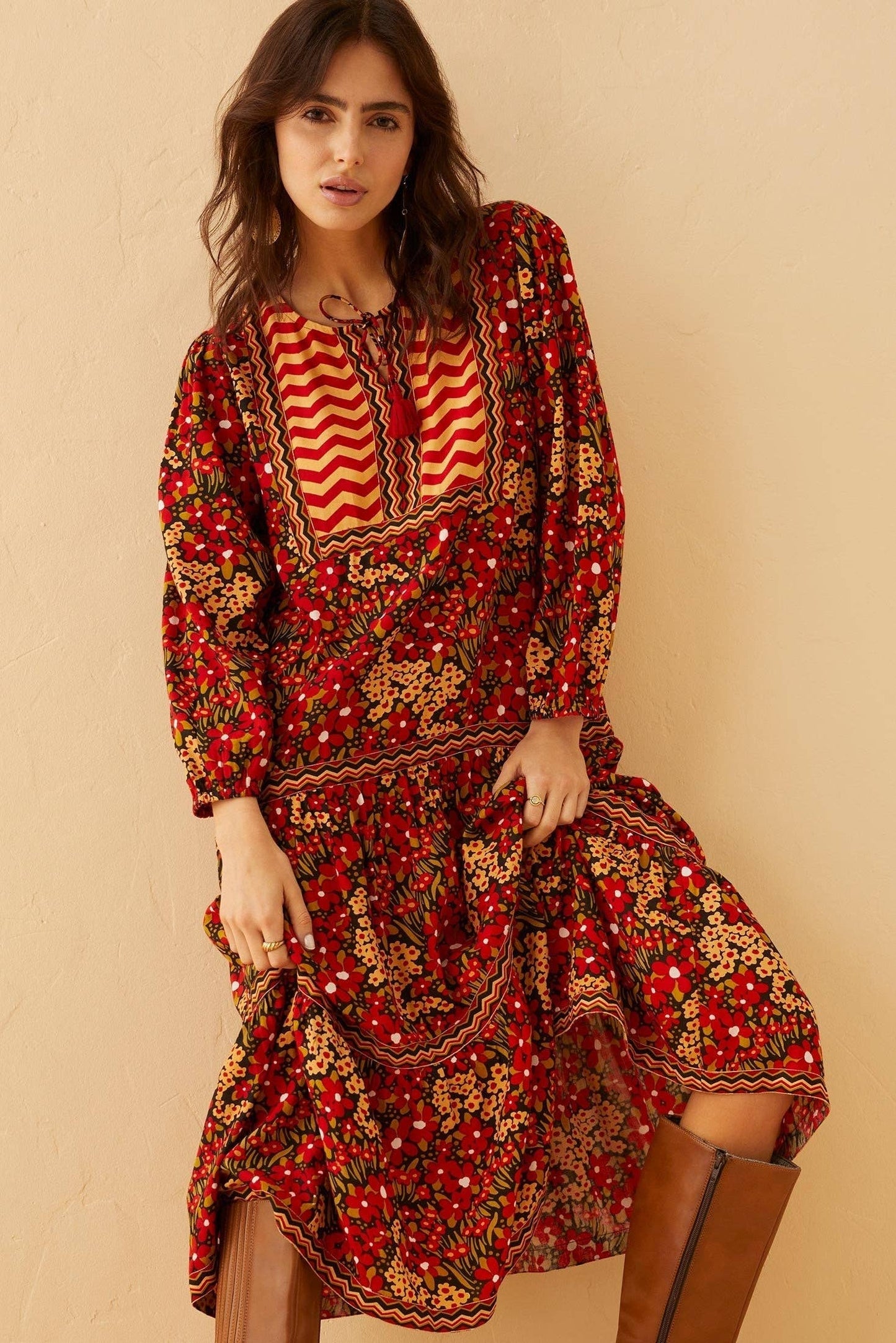Red Cotton Midi Dress - PRE ORDER