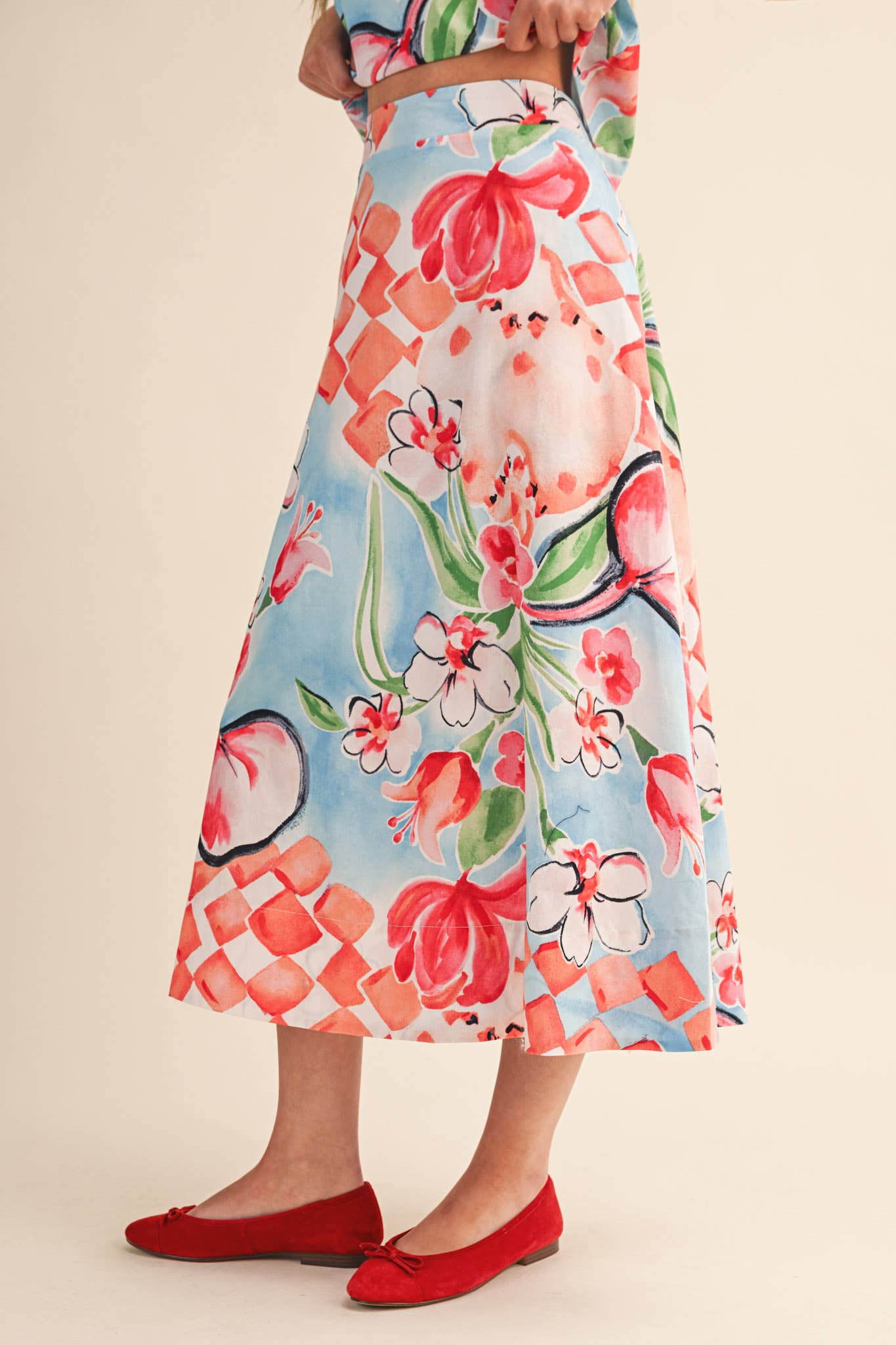 FLORAL PRINT CROP TANK AND MIDI SKIRT SET - MULTIPLE COLORS
