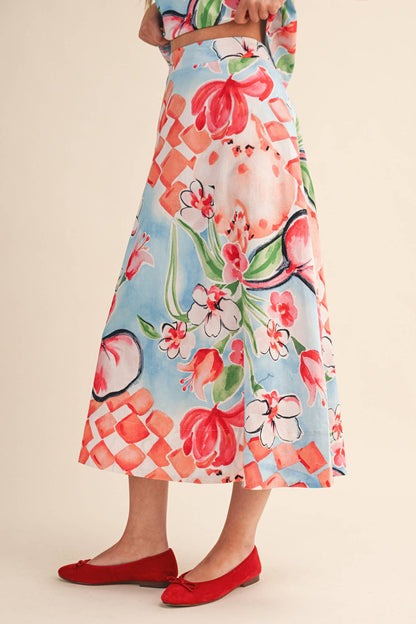 FLORAL PRINT CROP TANK AND MIDI SKIRT SET - MULTIPLE COLORS