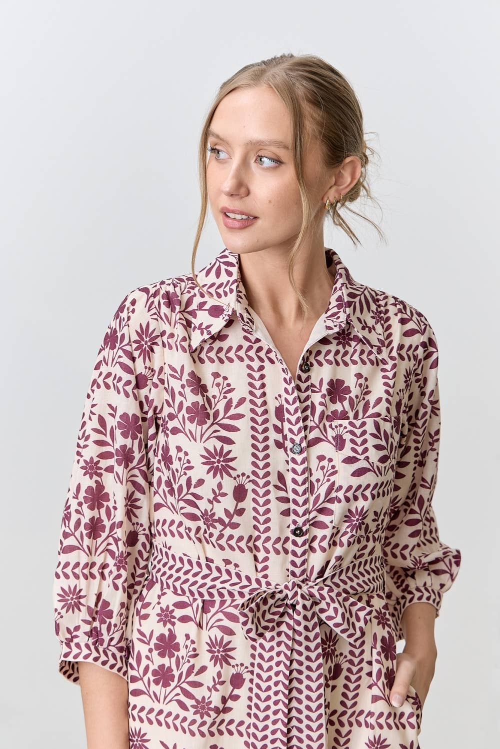 BORDER FLORAL PRINT MIDI DRESS - Multiple Colors