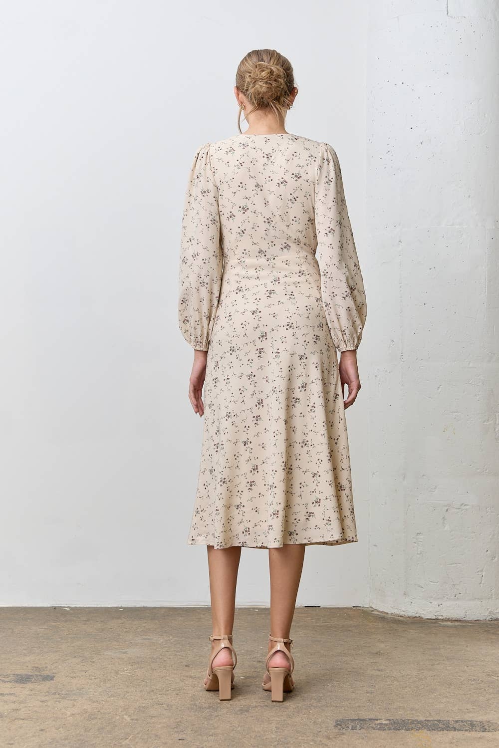 LACE TRIM FLORAL PRINT MIDI DRESS