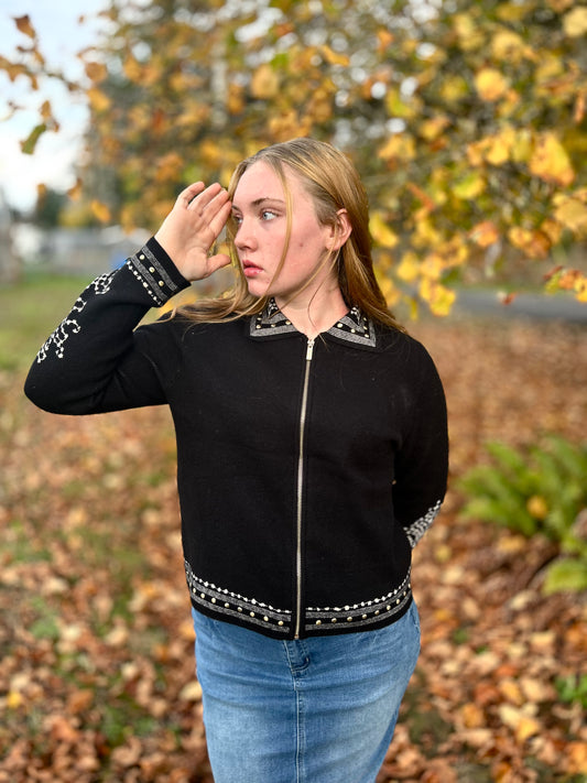 Studded Abstract Sweater