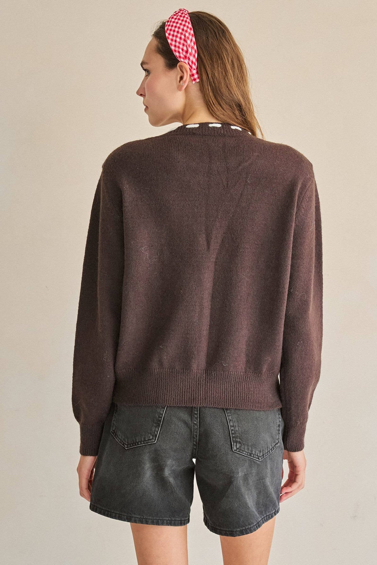 STITCH DETAIL SCARF KNIT SWEATER