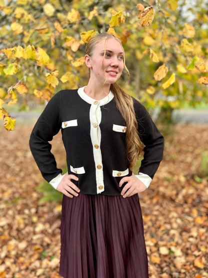 B/W Button Down Sweater