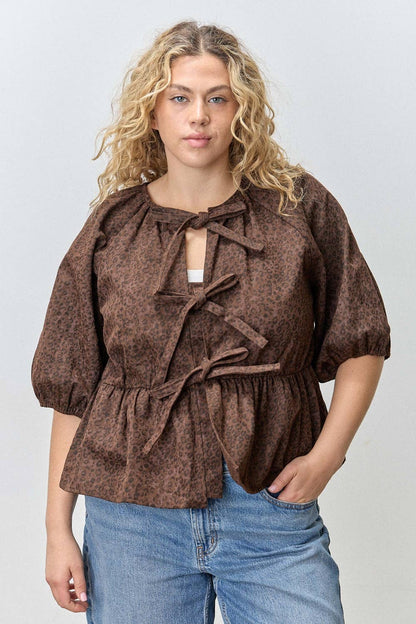 LEOPARD PRINT TOP WITH TIE