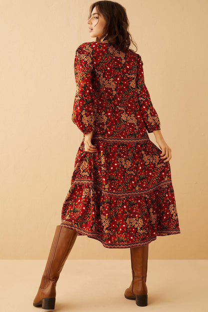 Red Cotton Midi Dress - PRE ORDER