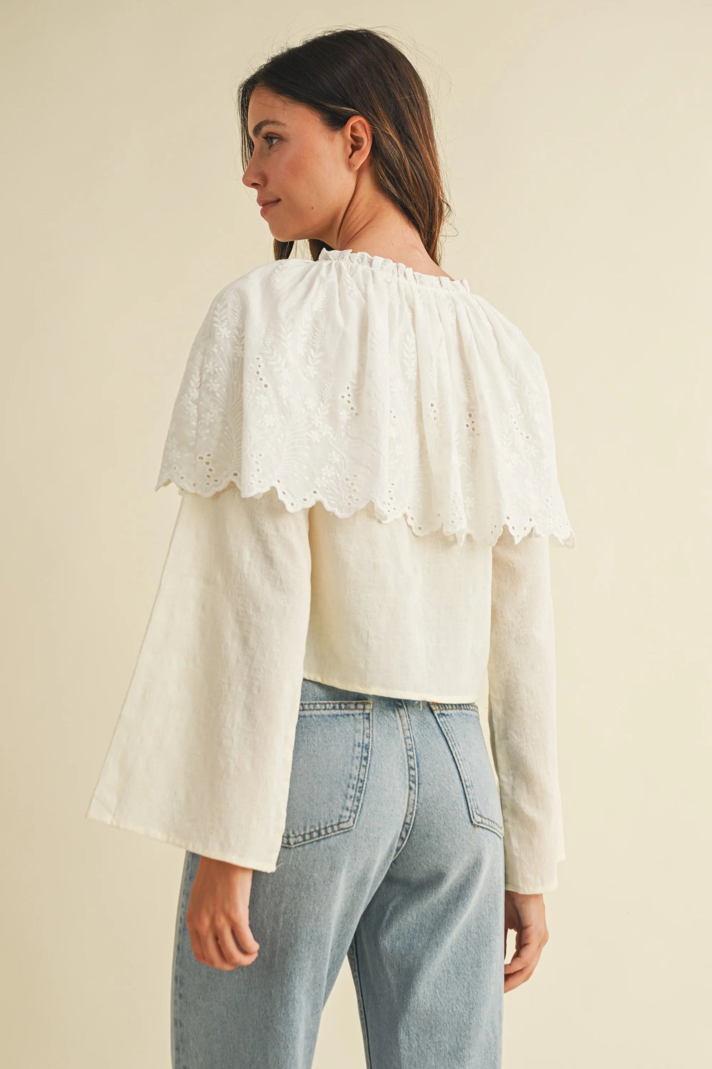 Scalloped Tie Front Blouse