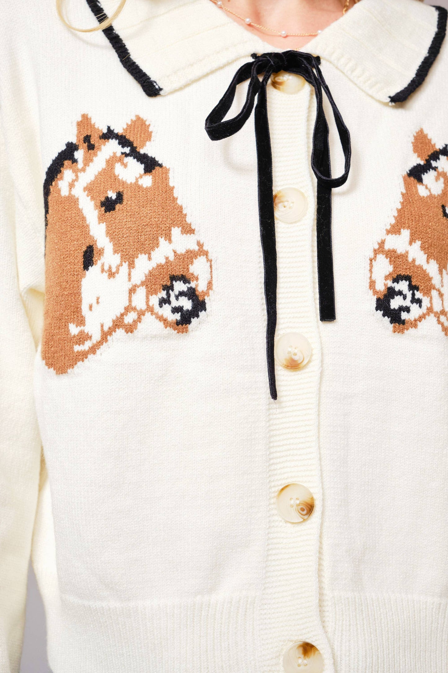 Horse Bow Tie Knit Cardigan