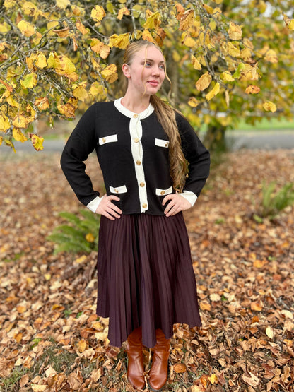 B/W Button Down Sweater