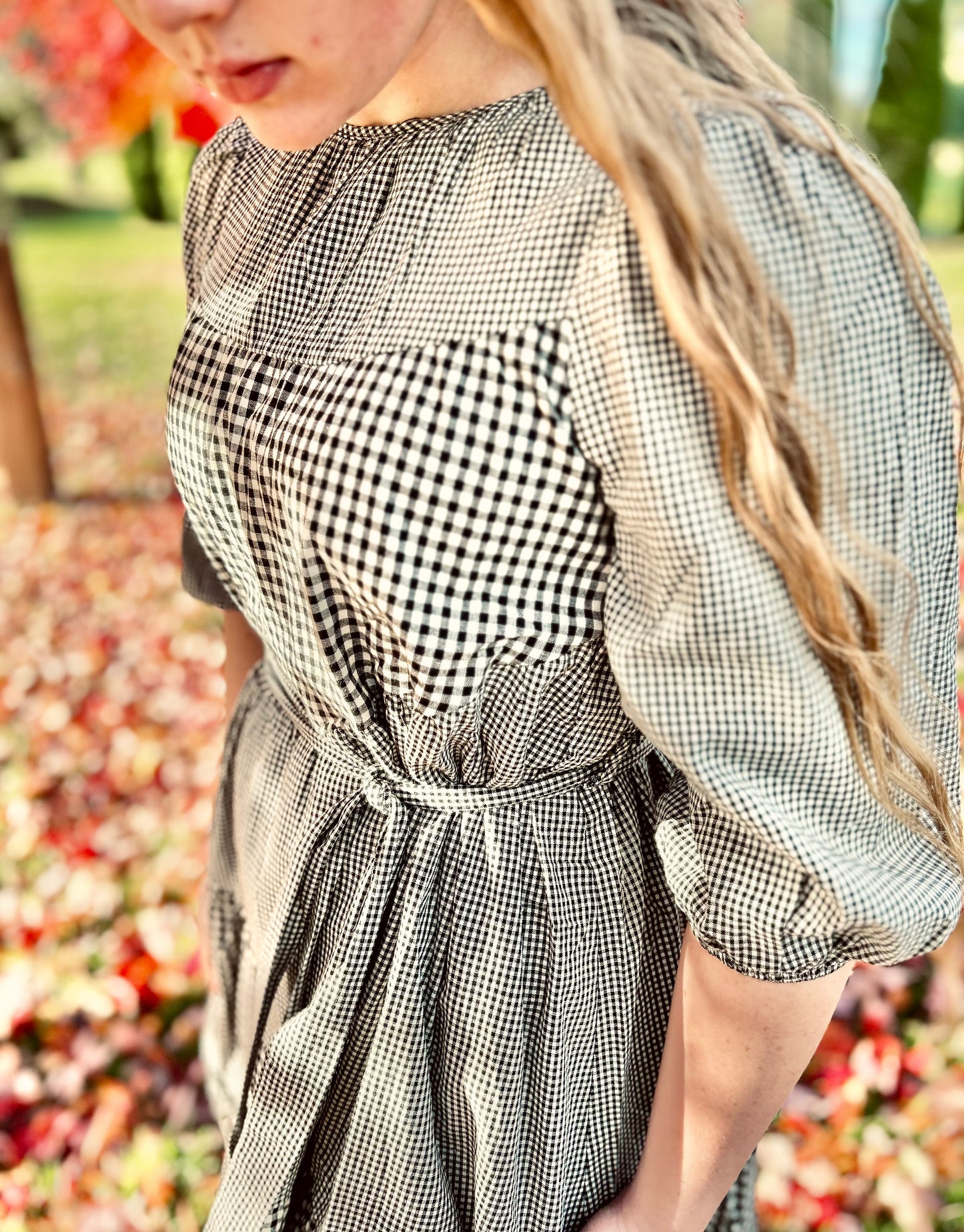 GINGHAM MIDI DRESS