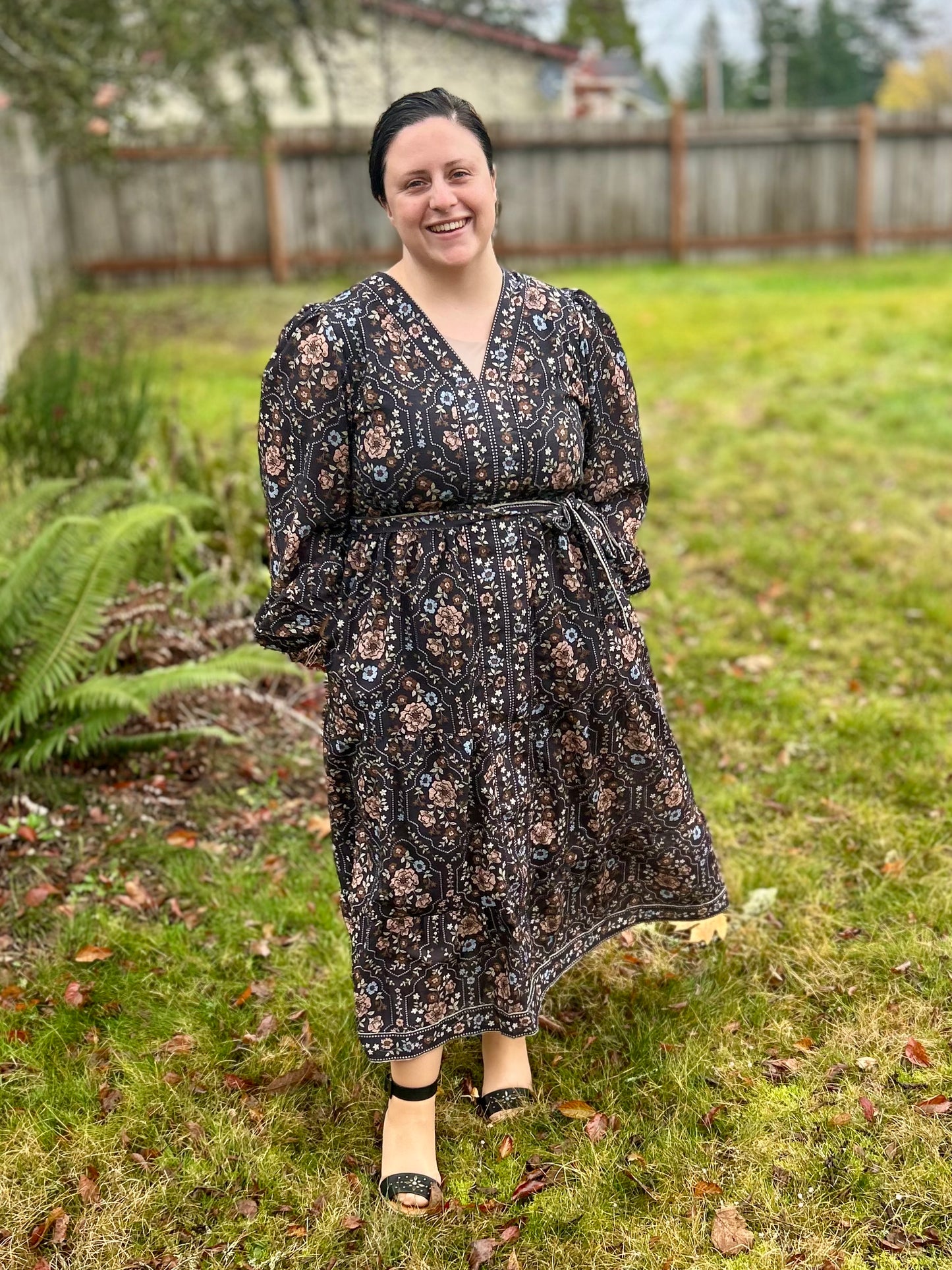 Floral V-Neck Midi Dress