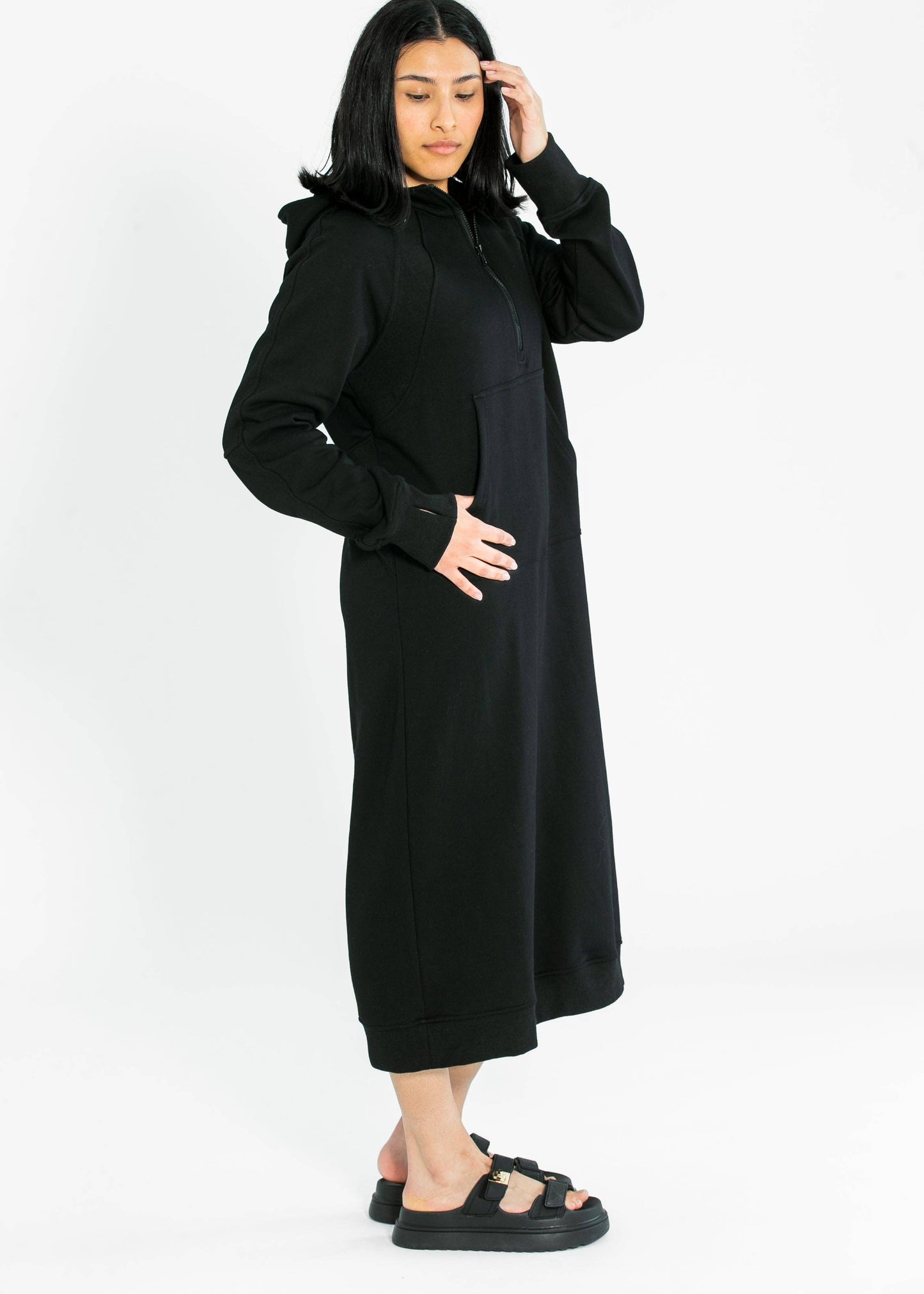 Womens Black Hoodie Sweatshirt Dress Fall