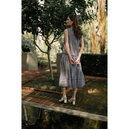 GINGHAM PRINTED PIN TUCK DETAIL MIDI SKIRT - PRE ORDER