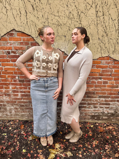 Floral Crochet Cropped Vest