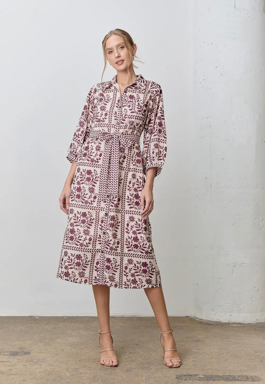 PLUS Floral Button Down Midi Dress