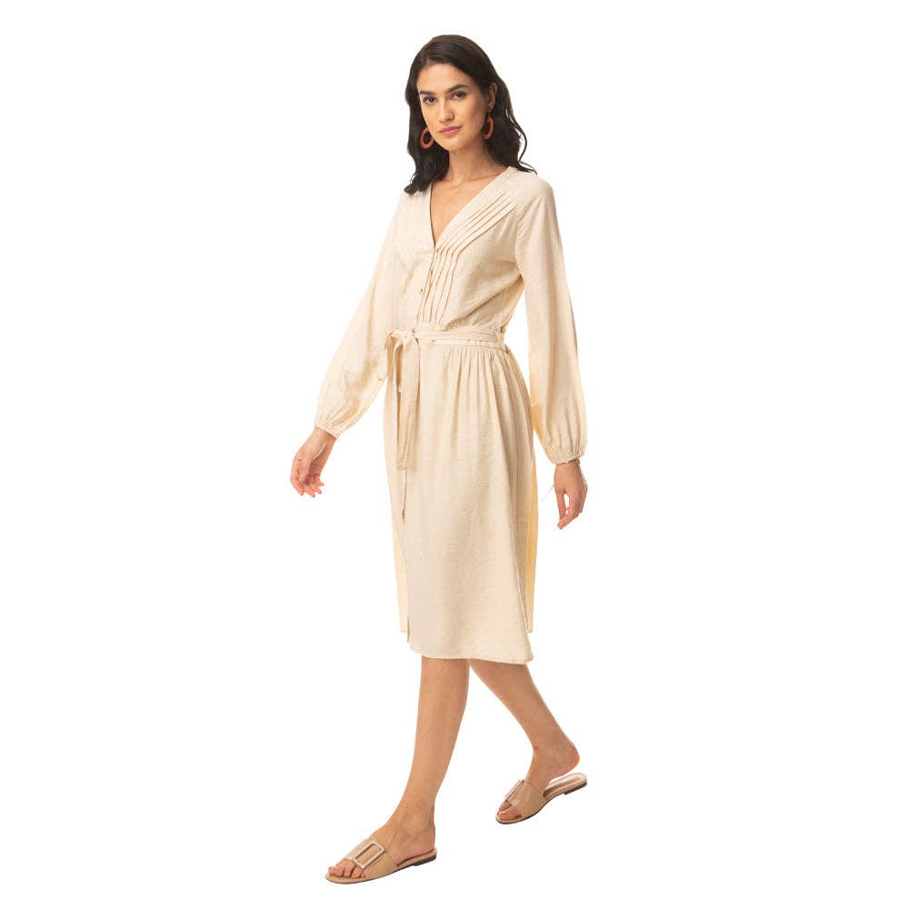Sand Buttoned Dress