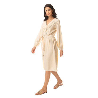 Sand Buttoned Dress