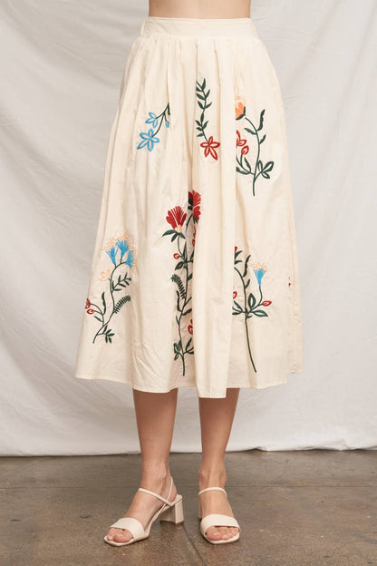 Floral Embroidered Midi Skirt & Top Set