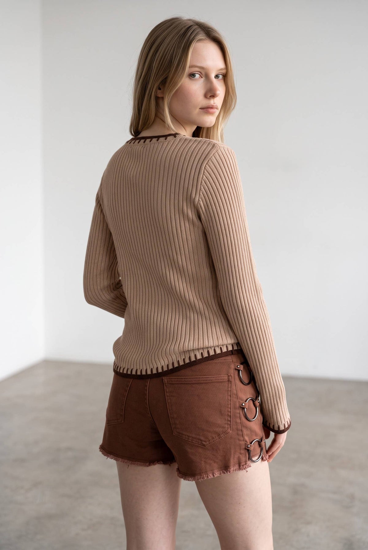 Western Horseshoe Ribbed Sweater