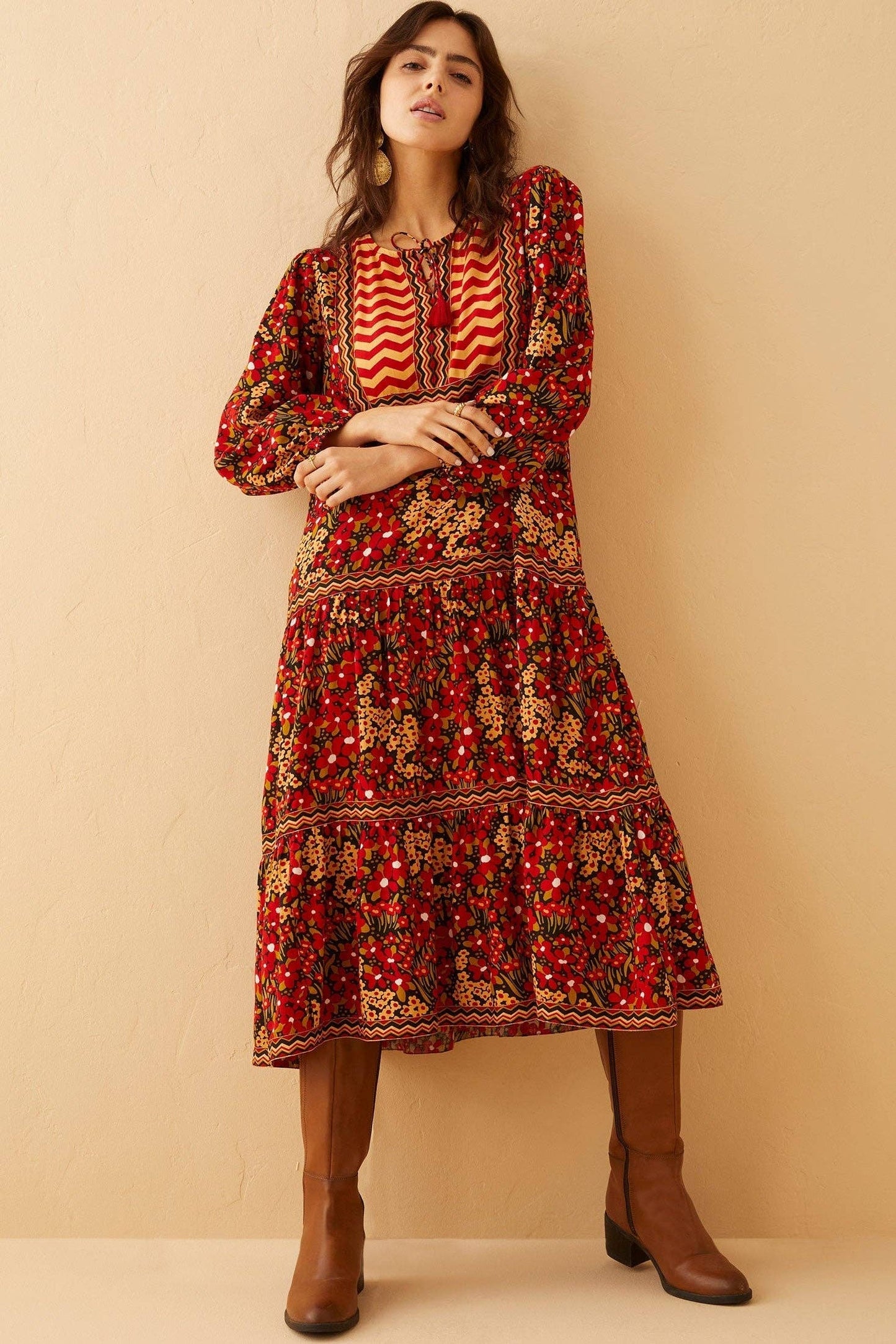 Red Cotton Midi Dress - PRE ORDER