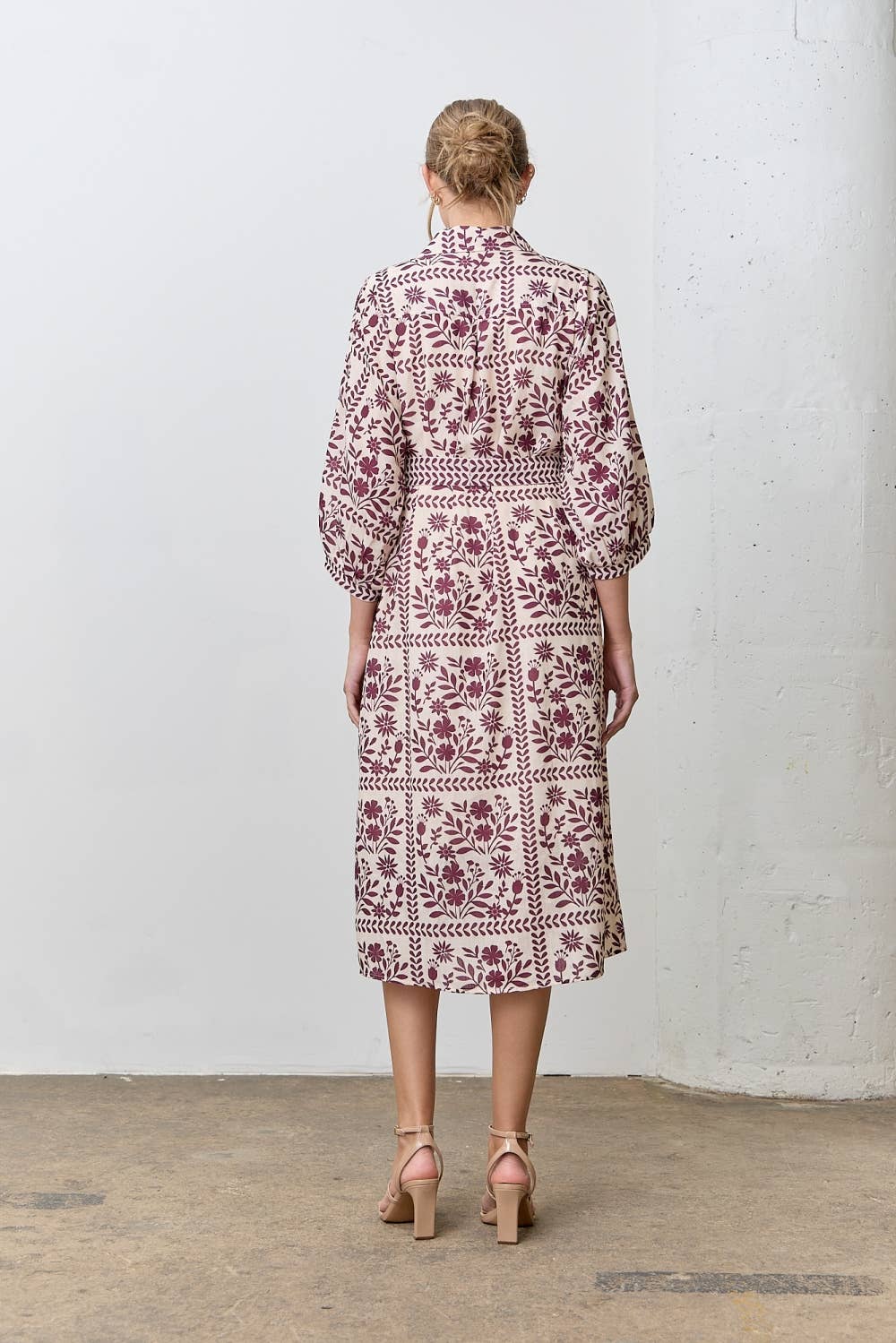 BORDER FLORAL PRINT MIDI DRESS - Multiple Colors