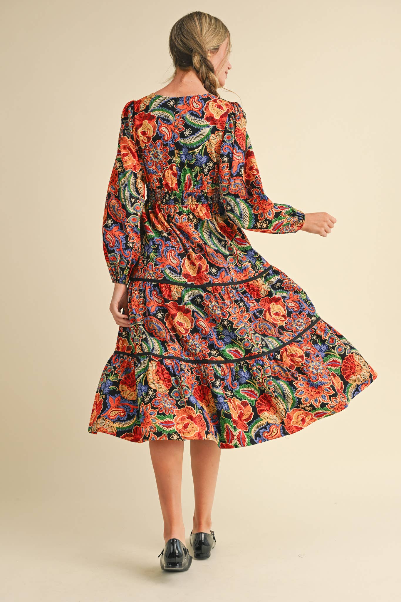 The Red Colorful Midi Dress