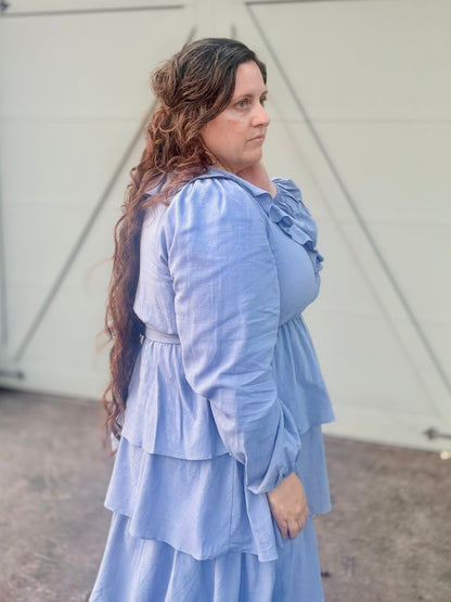 COTTON TIERED RUFFLE MAXI DRESS