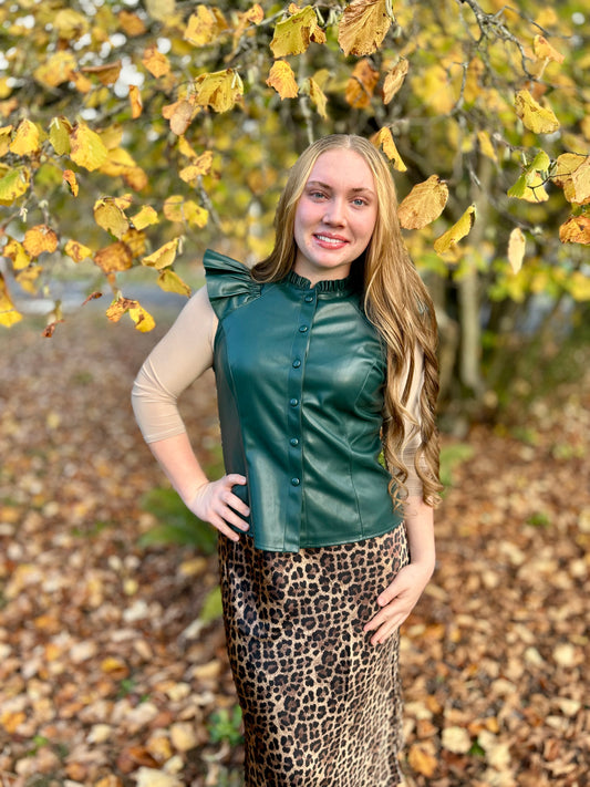 Green Faux Leather Vest