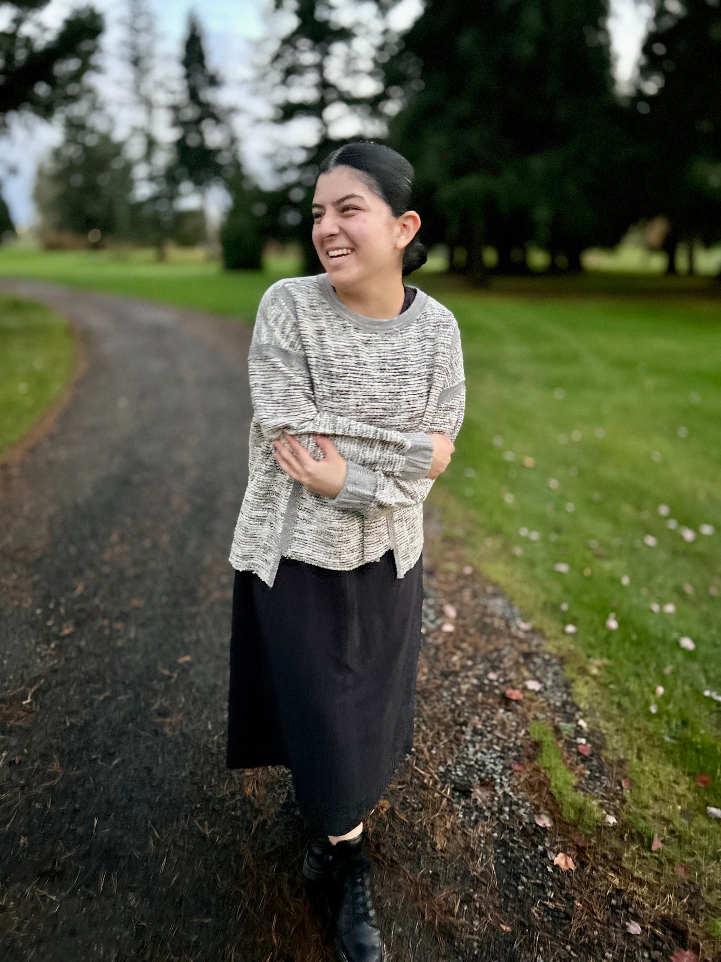 Heathered Jacquard Fabric Pullover Sweater