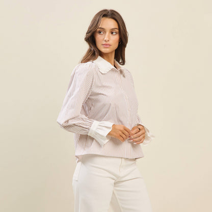 Striped ruffle blouse