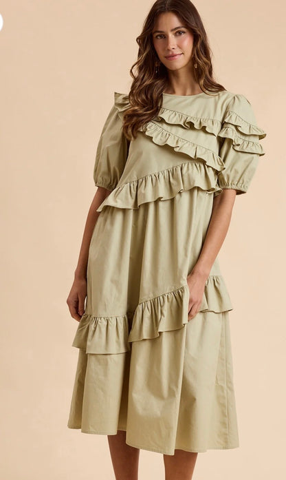 Ruffle Layered Midi Dress