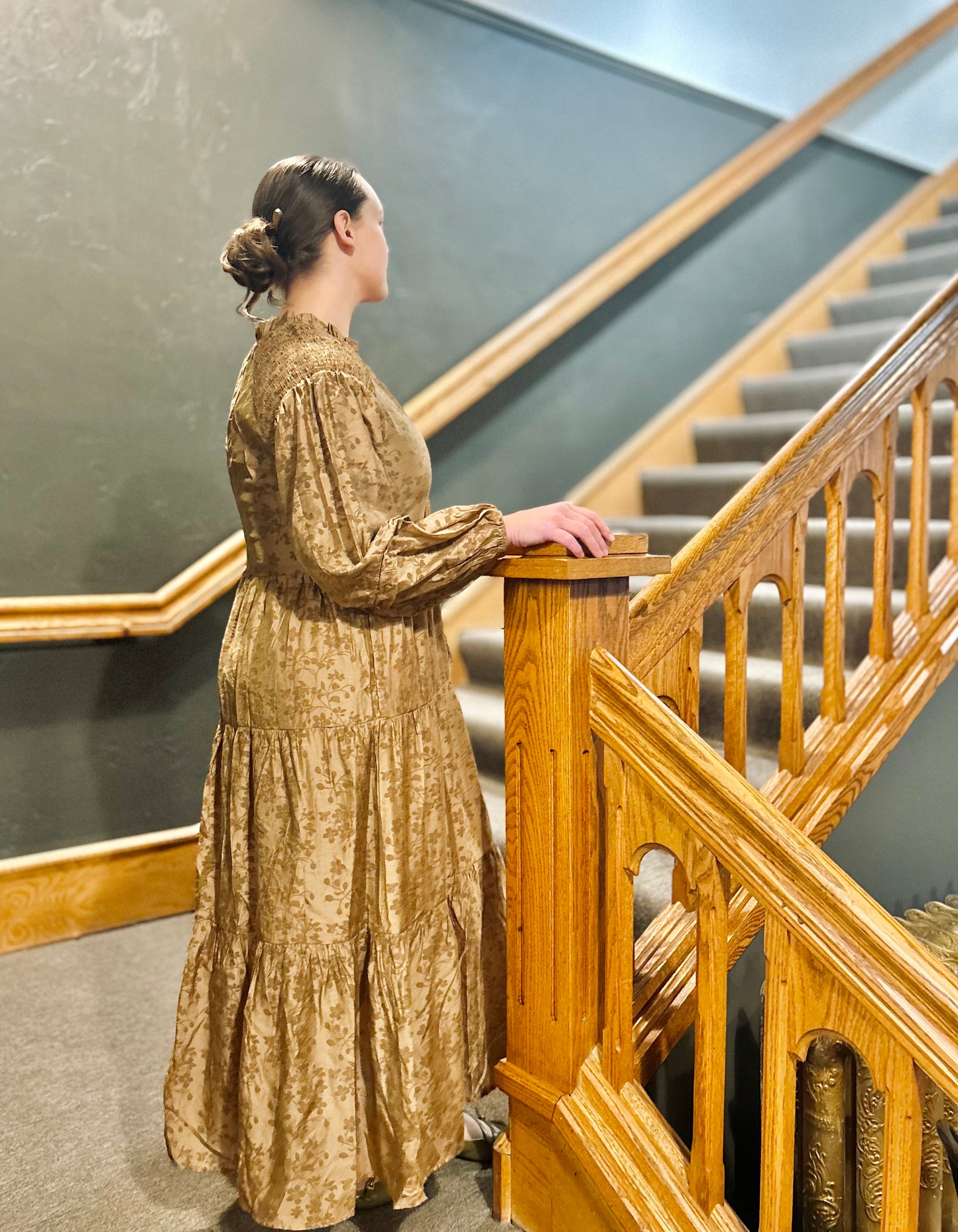 Floral Camel Maxi Dress