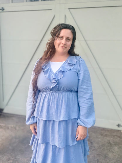 COTTON TIERED RUFFLE MAXI DRESS