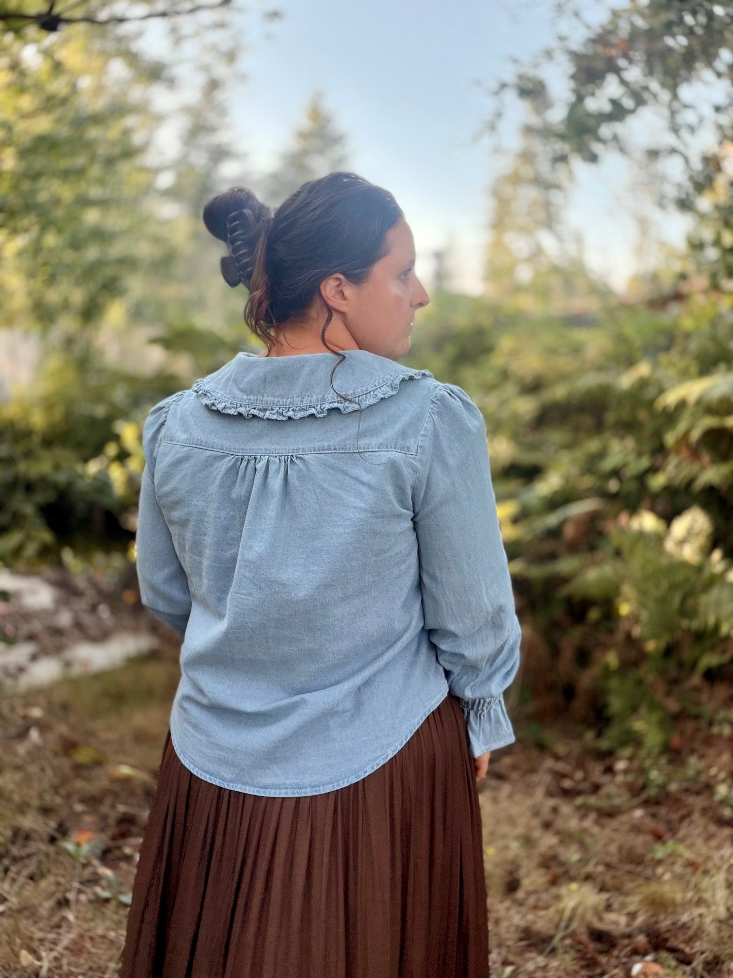 Button-Front Collared Blouse