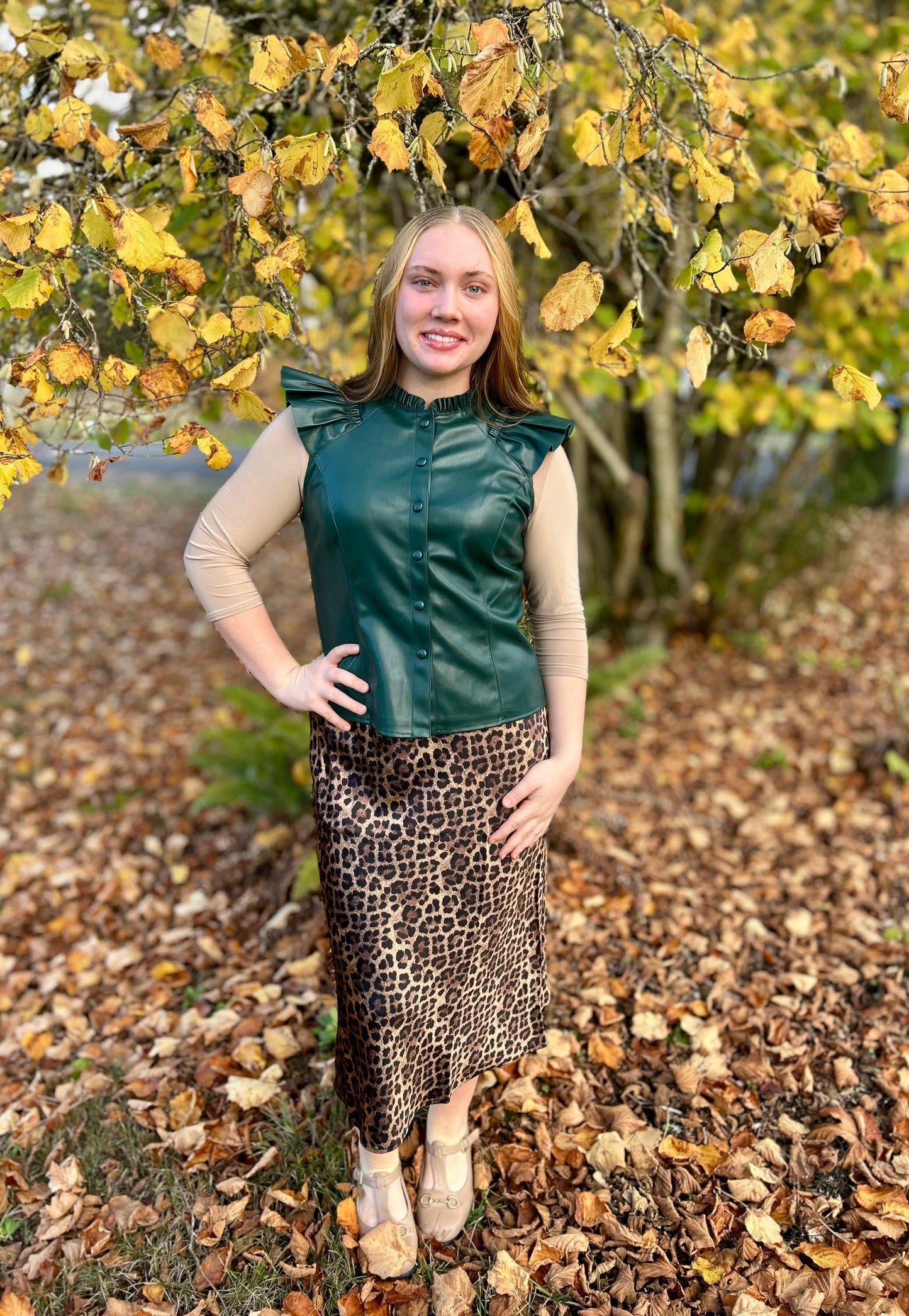 Green Faux Leather Vest