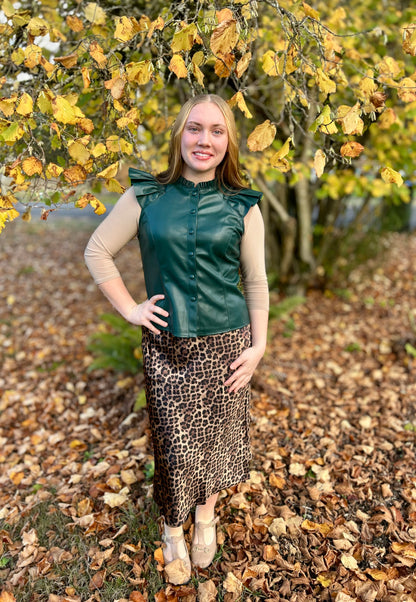 Green Faux Leather Vest